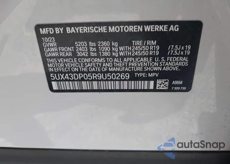2024 BMW X3 Sdrive30I from USA, damaged, VIN 5UX43DP05R9U50269